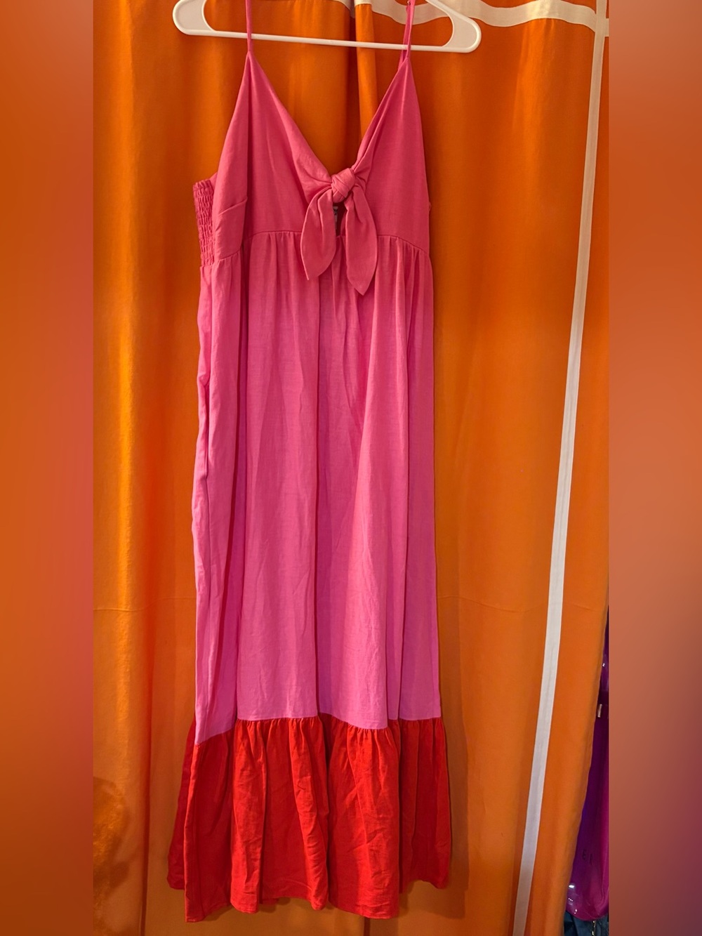 Tabitha Brown for Target Pink Sundress with Red Ruffle Hem
